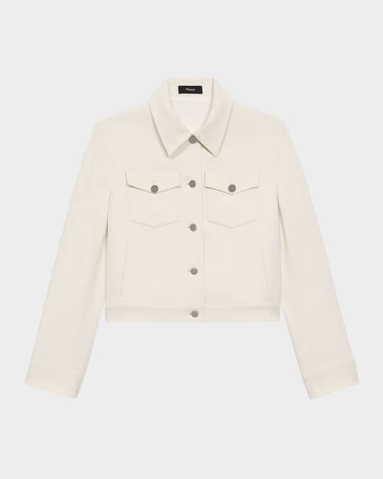 Shrunken Crepe Trucker Jacket