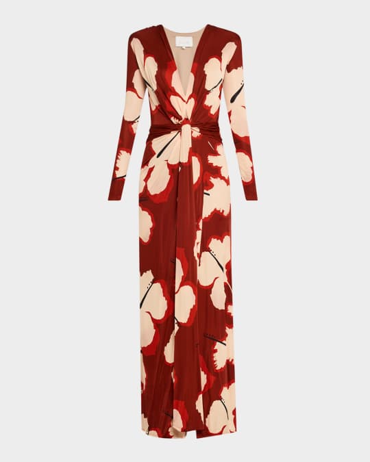 Johanna Ortiz Coral Marino Plunging Twisted Long-Sleeve Maxi Dress | Neiman  Marcus