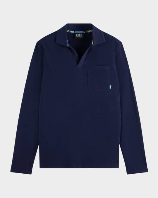 Men's Chest Pocket Long-Sleeve Polo Shirt