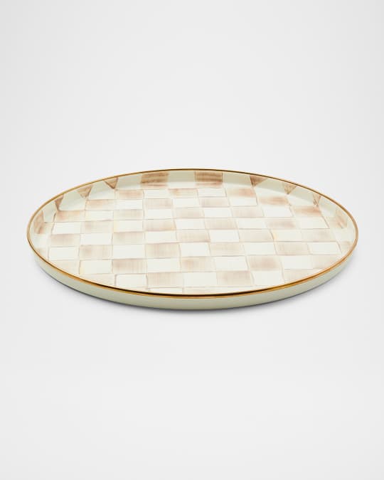 Mocha Check Round Tray