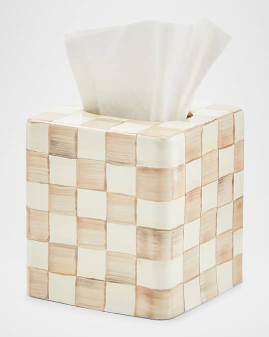 Mocha Check Boutique Tissue Box Cover
