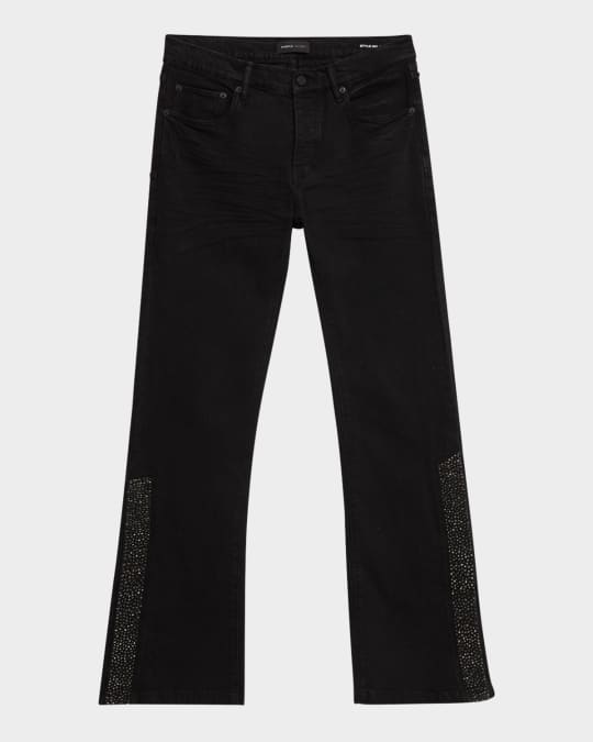 PURPLE Men's Crystal Side-Snap Flare Jeans | Neiman Marcus