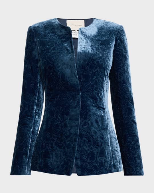 Lafayette 148 New York Tailored Baroque Embroidered Jacket Lido Blue
