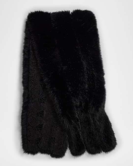 Faux Fur Lace-Lined Cape 