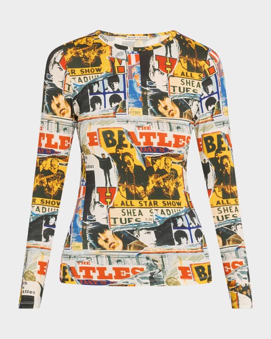 x The Beatles Delaina Long-Sleeve Crewneck Top
