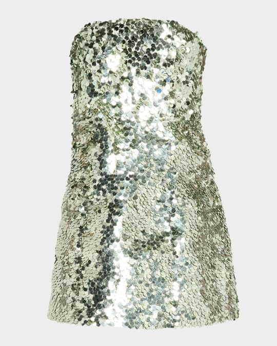 ALICE + OLIVIA Velia Sequined Strapless Mini Dress | Neiman Marcus