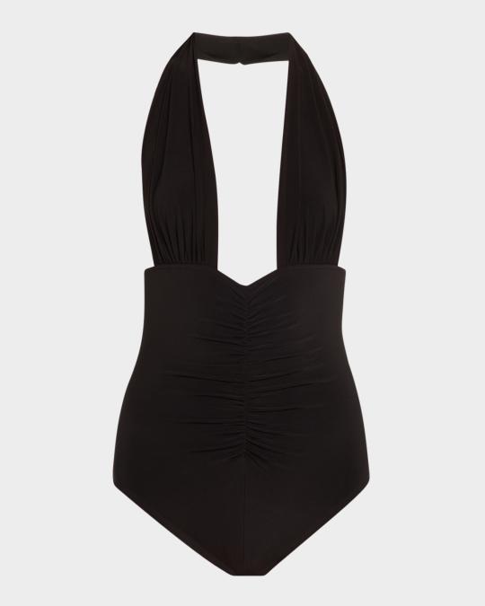 NORMA KAMALI Women's Halter One Piece Swimsuit - Low Back, Black, Medium - View #3