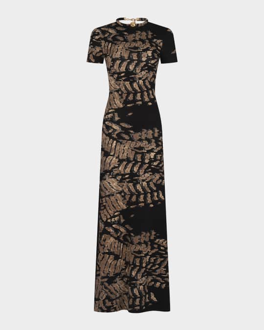 Silvia Tcherassi Yara Tubular-Neck Short-Sleeve Maxi Dress
