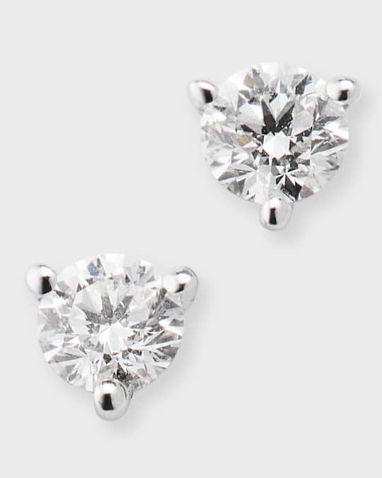 18K White Gold Round Diamond Stud Earrings, 0.47tcw
