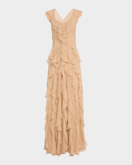 Alberta Ferretti Organic Chiffon Dress | Neiman Marcus