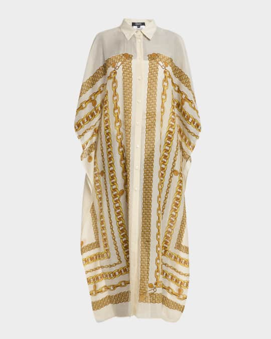 Cotton-Silk Voile Treasure Print Coverup