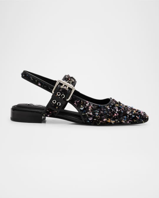 Rag & Bone Astra Buckle Boucle Slingback Flats | Neiman Marcus