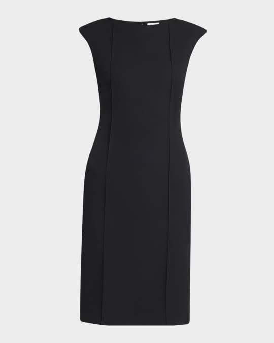 Pintuck Sleeveless Crepe Day Dress