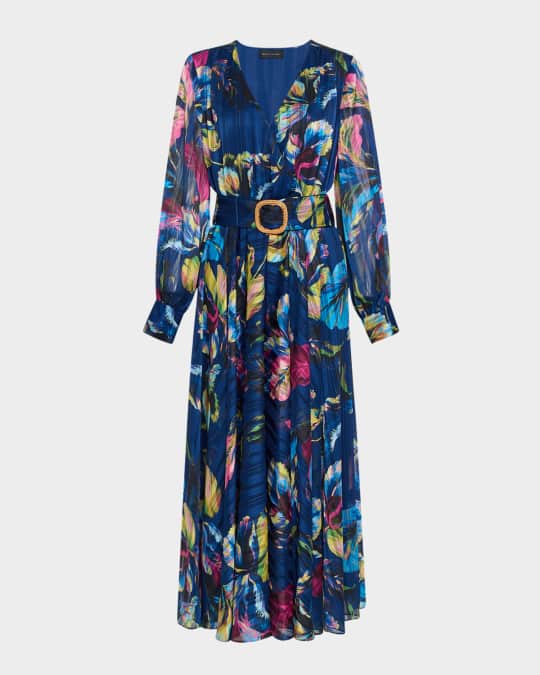 Elie Tahari Floral Azalea Print Midi Dress