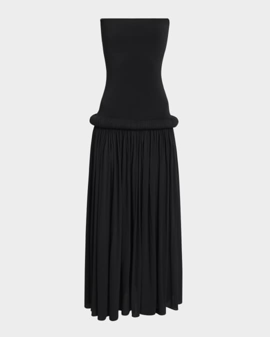 chinese dress ladies Penny Powder Blue Bandeau Drop-Waist Maxi Dress – Club L London main image 1