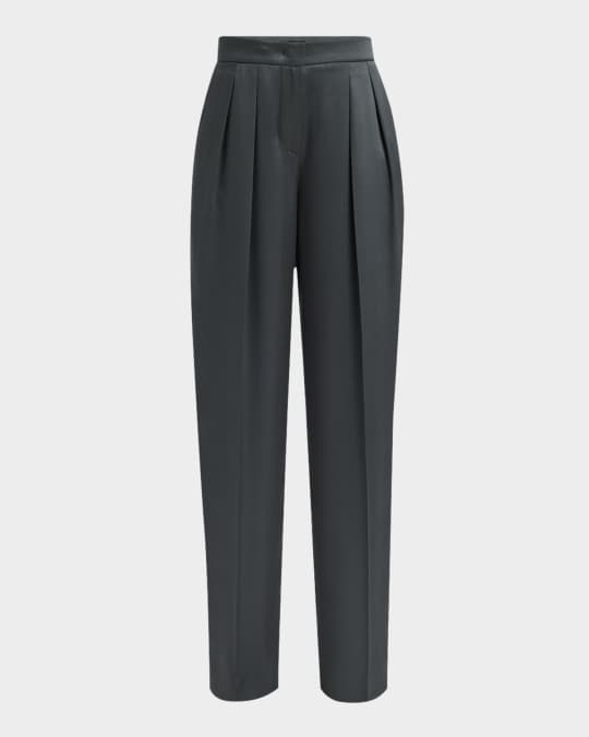 スーツ giorgio armani wide straight slacks (40) Giorgio Armani Silk Satin Pleated Straight-Leg Trousers | Neiman
