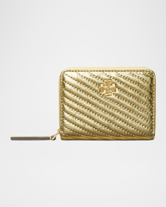Tory Burch Kira Small Moto Quilted Metallic Leather Wallet