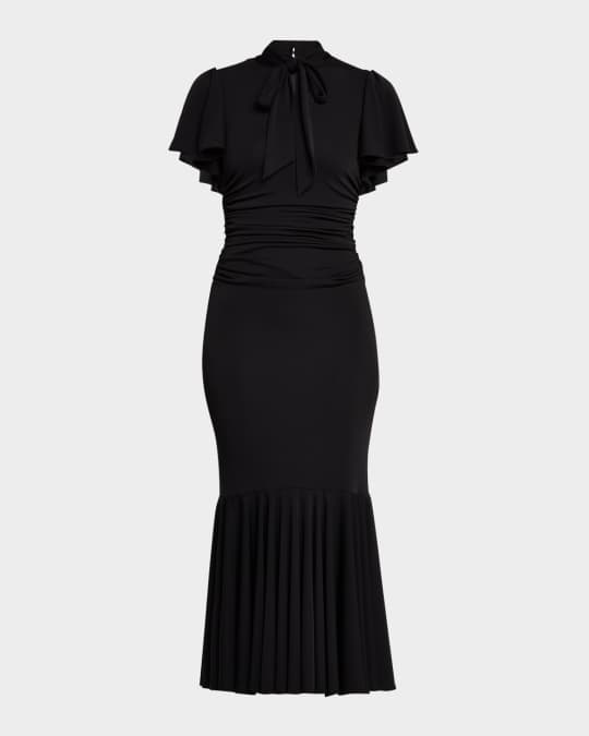 Hertha Tie-Neck Midi Dress