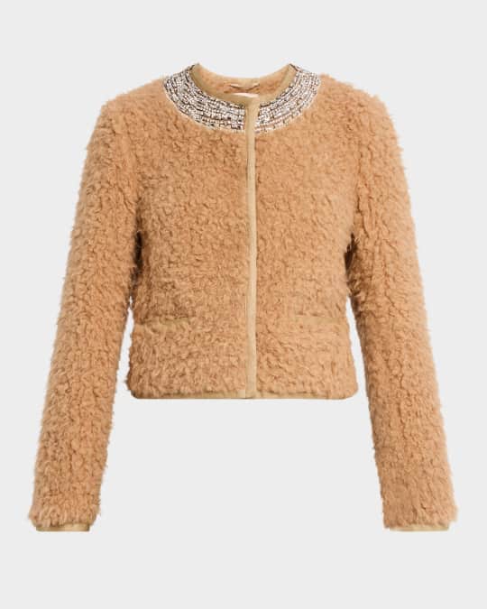 Christie Embellished Faux Shearling Jacket