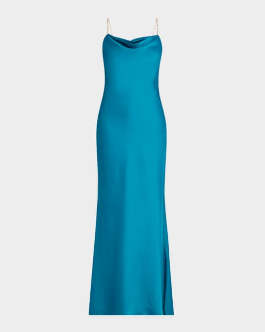 Liv Foster Lola Backless Bead-Strap Satin Gown | Neiman Marcus
