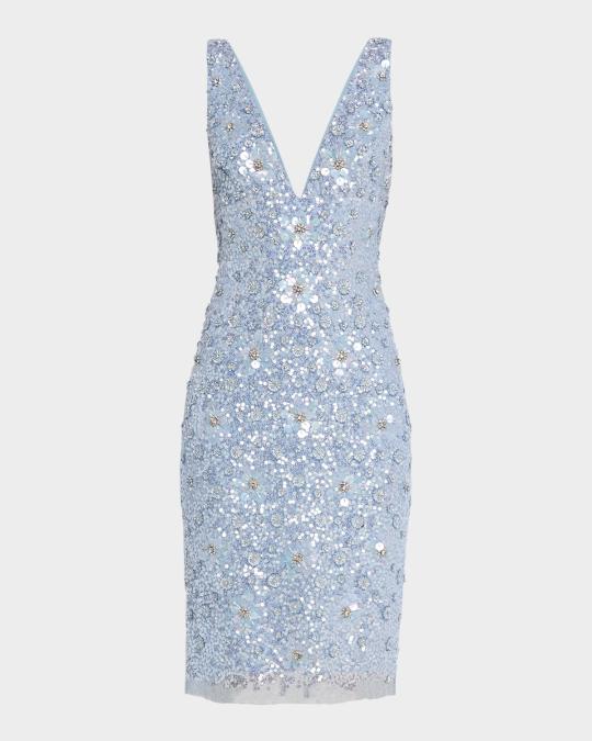 aidan sequin dress Aidan by Aidan Mattox Sequin Mock-Neck Long-Sleeve Dress
