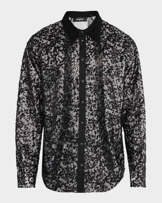 Men's Sexy Tie Blossoms Button-Down Shirt