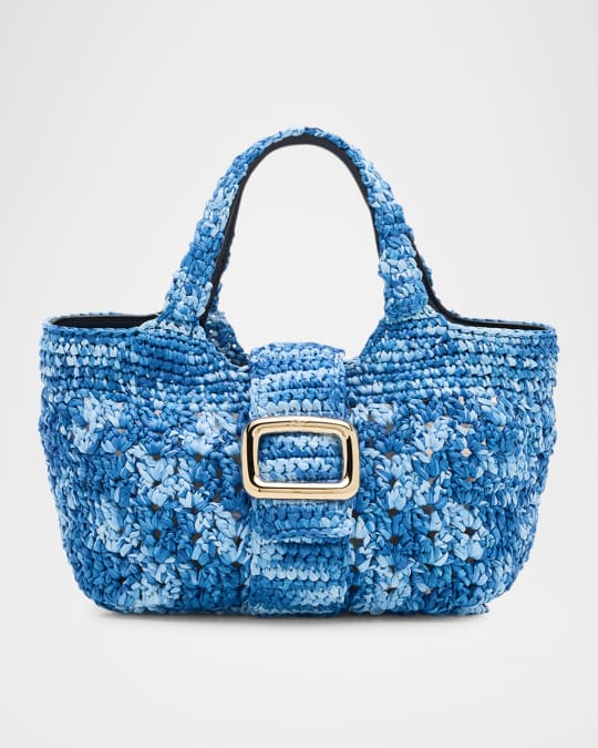 Roger Vivier Grand Viv Choc Crochet Raffia Top-Handle Bag | Neiman