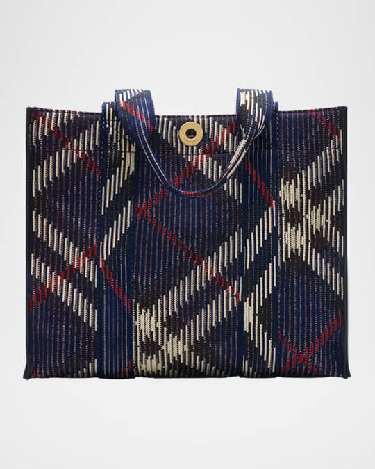 Burberry Small Check Knit Tote Bag | Neiman Marcus