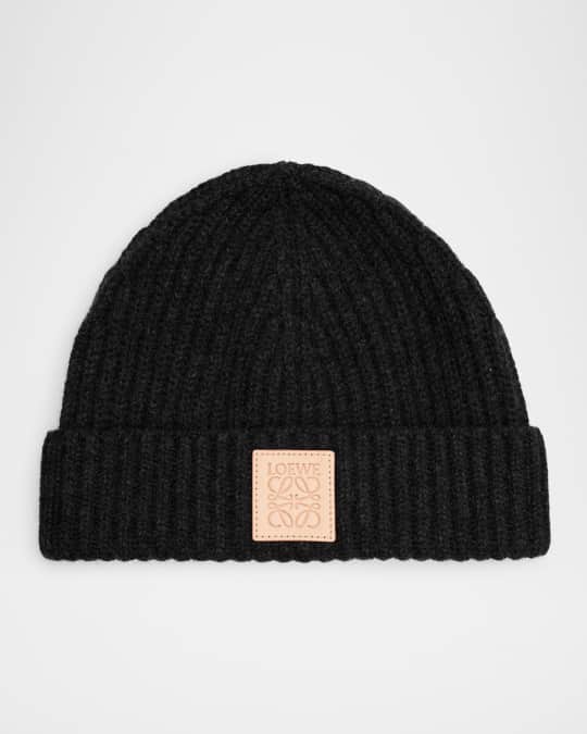 Loewe Cashmere Blend Logo-Patch Beanie | Neiman Marcus