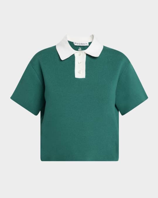 Two-Tone Cropped Polo Top