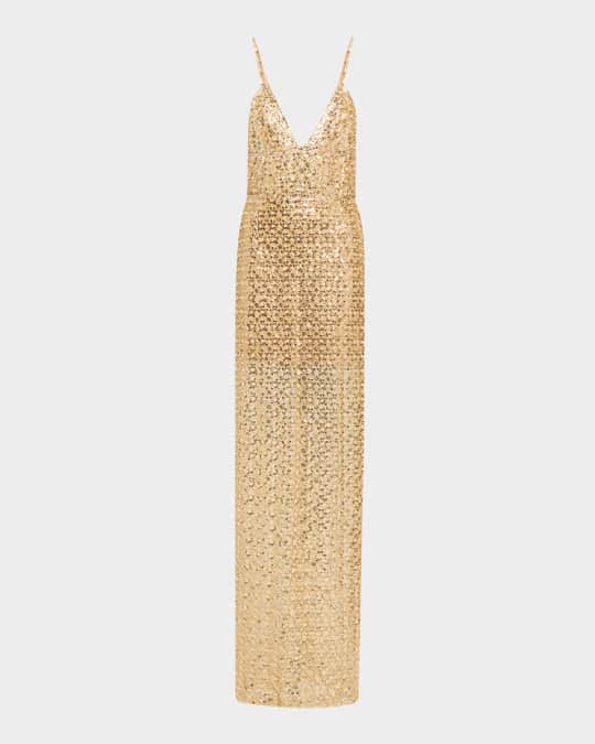 Bronx and Banco Allegra Bead & Sequin Deep V-Neck Gown | Neiman Marcus