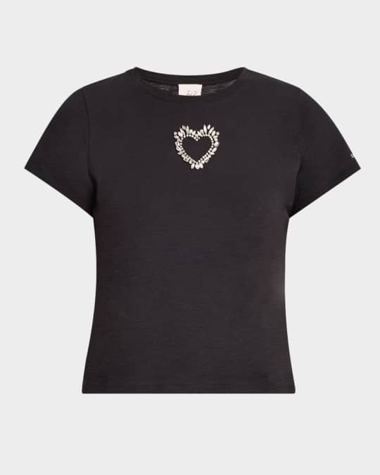 Cut-Out Rhinestone Heart Tee