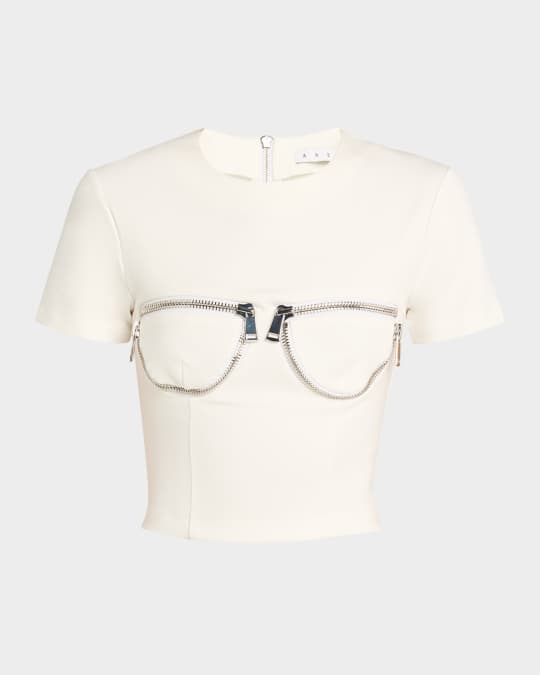 Zipper Bustier Cup Crop T-Shirt