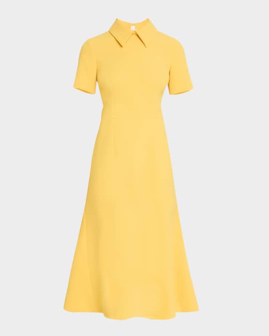 Eman Collared Short-Sleeve Midi Dress