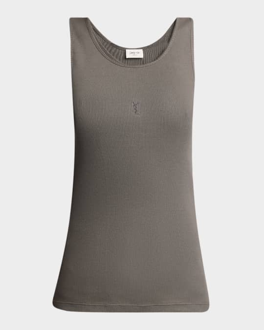 YVESSANTLAURENT タンクトップ Saint Laurent YSL Embroidered Tank Top | Neiman Marcus