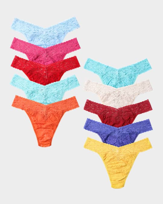 x Pantone Original-Rise Lace Thongs, 10-Pack