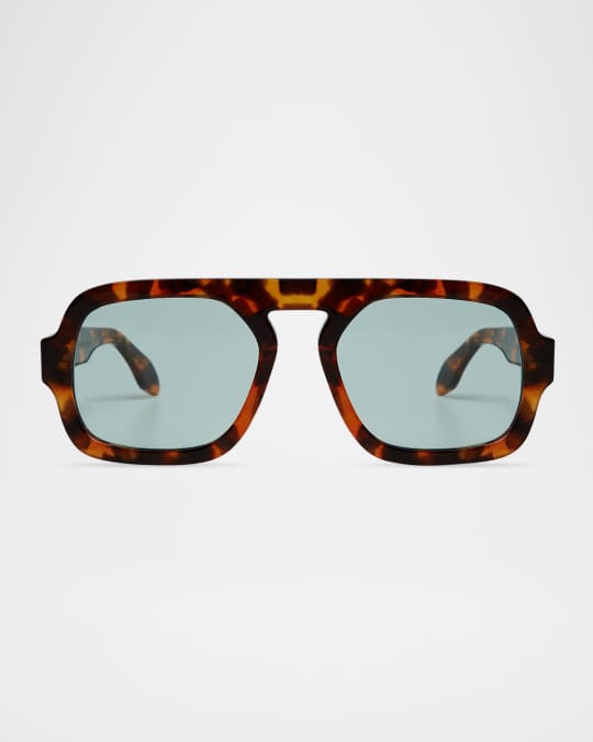 Elisa Johnson Jane Tortoise Acetate Aviator Sunglasses Neiman Marcus
