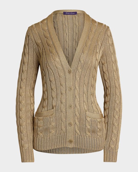 Ralph Lauren Collection Cable-Knit Silk Cardigan Sweater Neiman