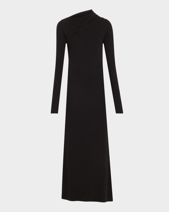 Toteme Long Draped Jersey Dress | Neiman Marcus