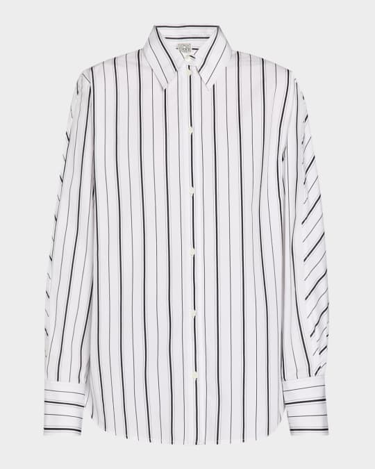 Toteme Kimono Sleeve Striped Button-Down Shirt | Neiman Marcus