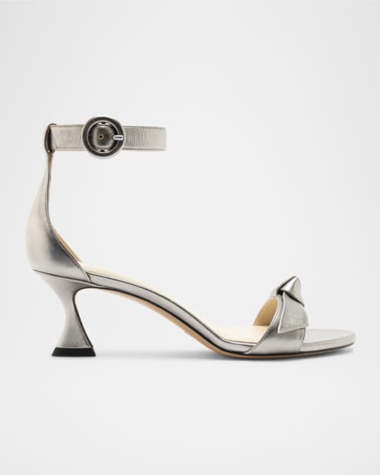 Clarita Leather Bow Ankle-Strap Sandals