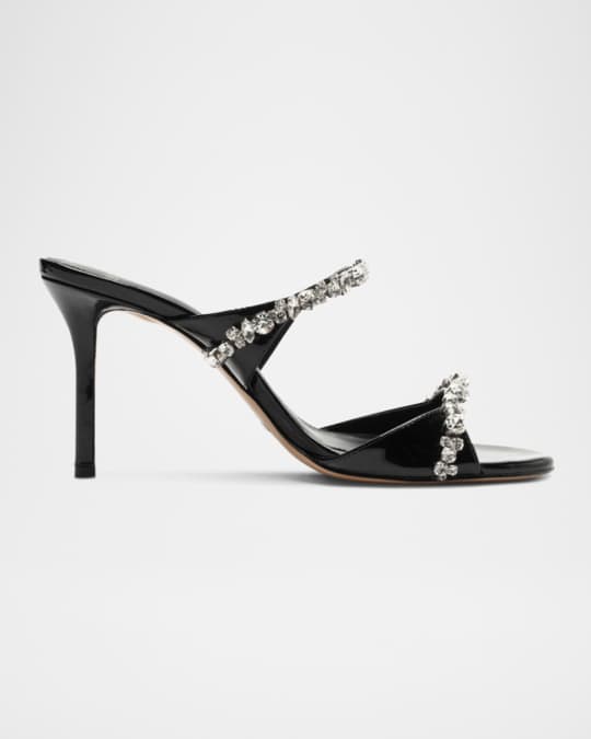 Gianna Patent Leather Crystal Two-Band Sandals