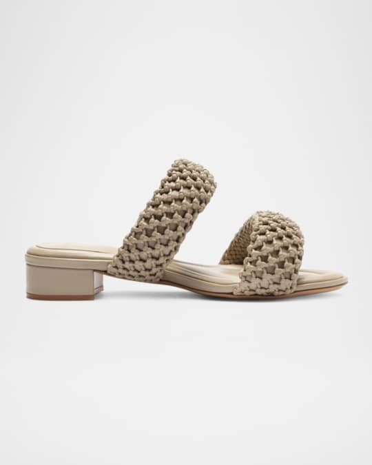 Lilla Leather Mesh Two-Band Sandals