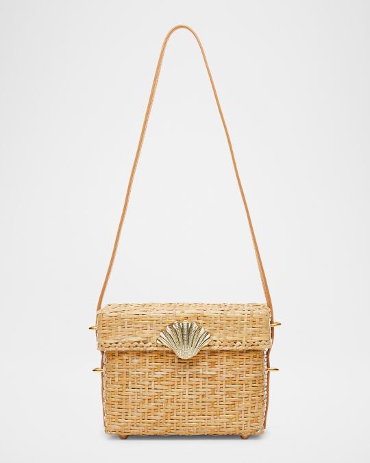 Poolside The Box Rattan Shoulder Bag | Neiman Marcus