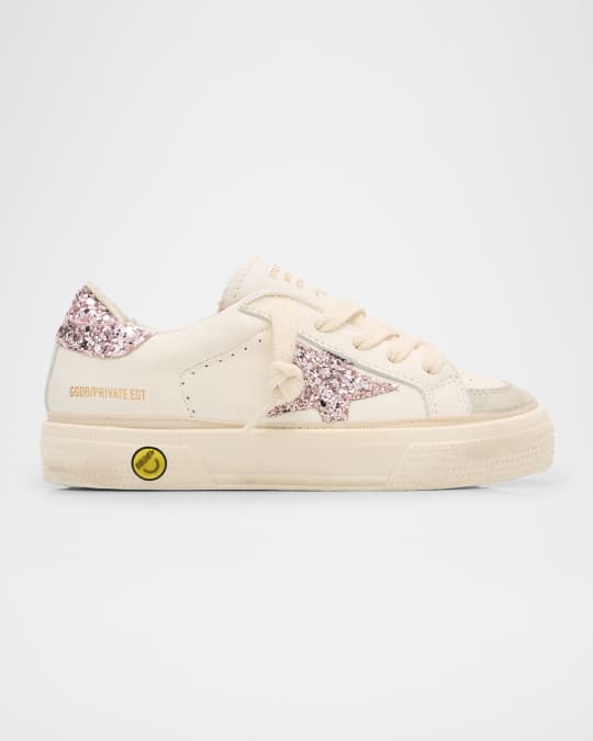 スニーカー Golden  Gold Glitter Sneakers With Pony Hair Star Golden Goose Superstar Leopard Print Pony Hair Glitter Star