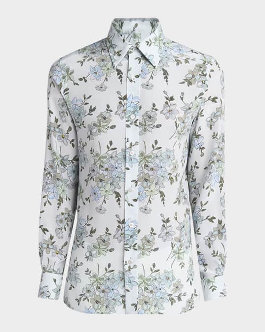 Men's St Tropez Silk Floral Sport Shirt