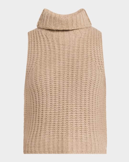 Cashmere Cropped Turtleneck Sweater Vest