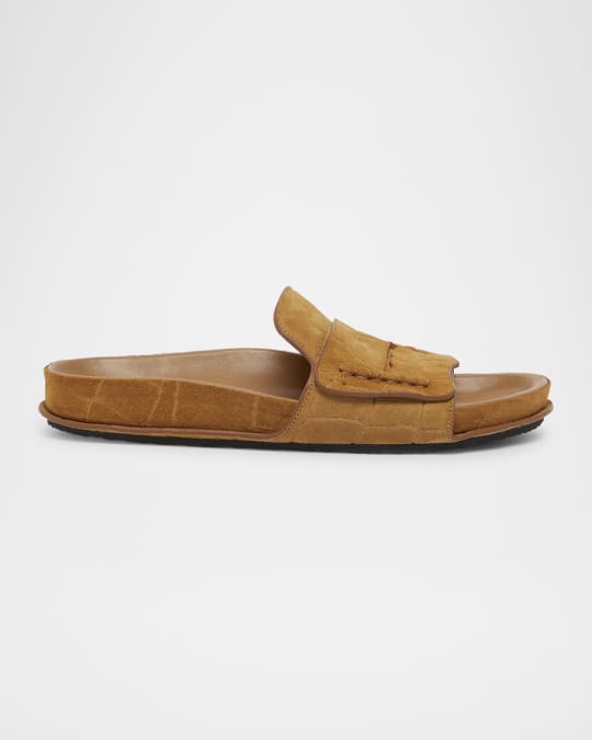 【新品未使用】定価約¥110,000 JACQUEMUS レザーミュール　37 Jacquemus Les Sandales Croc-Embossed Leather Sandals | Neiman Marcus