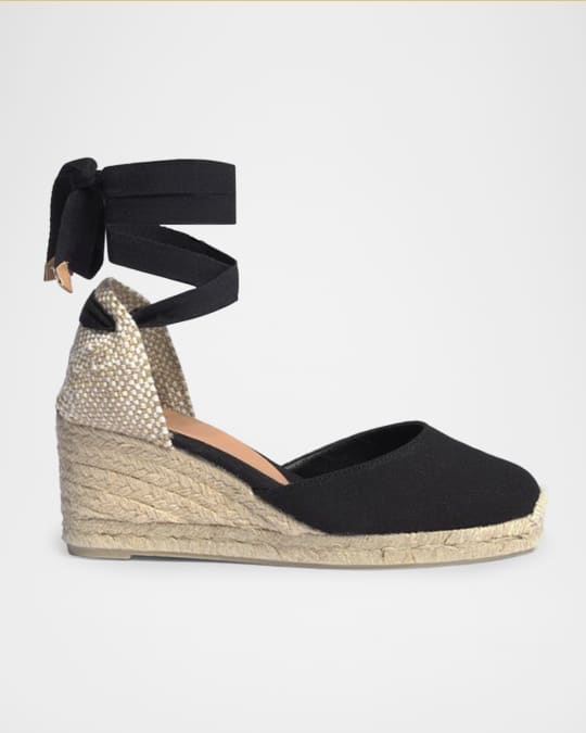 Castaner Carina Canvas Ankle-Tie Wedge Espadrilles Neiman Marcus