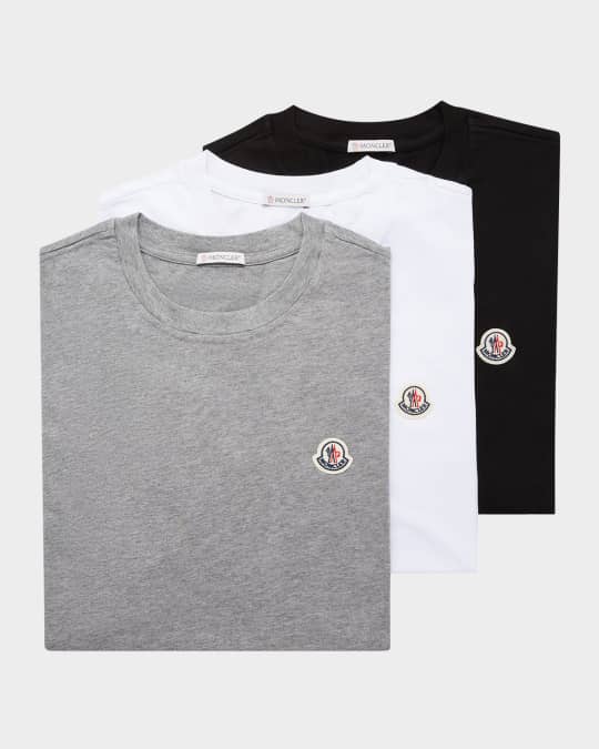 Moncler Men's 3-Pack Logo Patch Cotton T-Shirts | Neiman Marcus